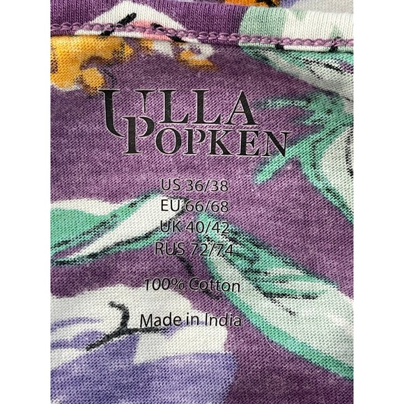 Ulla Popken Womens Purple Floral Cotton Dress Size 36/38 Lounge Boho Casual - Picture 3 of 8